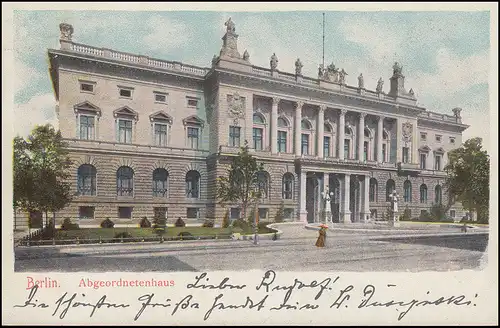 Ansichtskarte Berlin Abgeordnetenhaus, BERLIN 14 - 12.12.1900 Orts-Postkarte