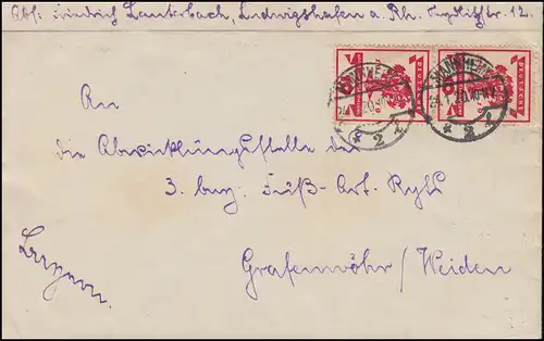 107 Assemblée nationale comme MeF sur lettre MANNHEIM 24.1.1920 après le Gouet des Comtes