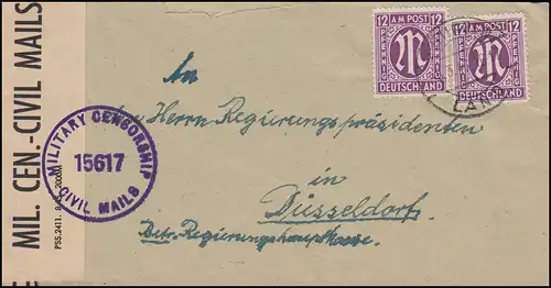 Censure MILITARY CENSORSHIP 15617 avec 12 p. Am Post MeF GÖTTINGEN-LAND 6.3.1946