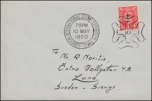 Lettre d'Angleterre avec exposition internationale de timbres LONDRES 10.5.1950