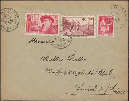 352 Rodin + 348 Sport + 276 Frieden Brief PARIS IX RUE HIPPOLYTE LEBAS 29.3.1938