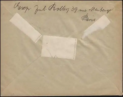 352 Rodin + 348 Sport + 276 Paix Lettre PARIS IX RUE HIPPOLYTE LEBAS 29.3.1938