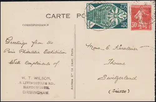 AK Paris - Louvre, MiF mit 178+186, SSt Briefmarkenausstellung PARIS 8.5.1925