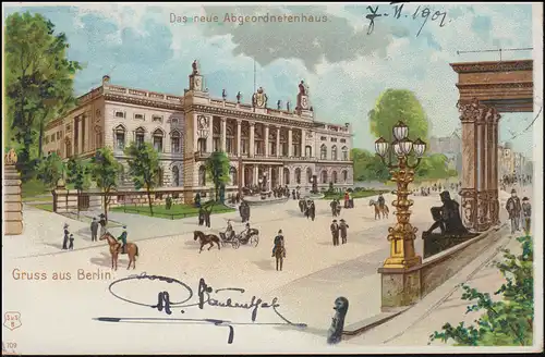 AK Gruss aus Berlin Das neue Abgeordnetenhaus, BERLIN NW 7.6.1901 nach Kremsier