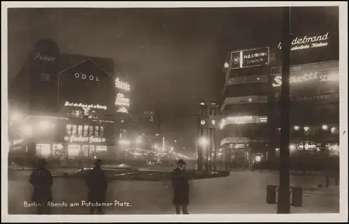 Carte de Berlin - le soir sur Potsdamer Platz, BERLIN-STEGLITZ 3.11.1927