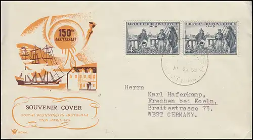 293 Postschiff EXPERIMENT und sein Postmeister Nichols auf Schmuck-FDC 22.4.59 