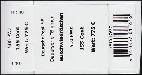 3472 Bombe à vent 155 centimes + CF Banderole/autocollant pour 500 gros nombre