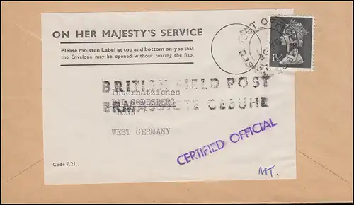 Großbritannien Feldpost FIELD POST OFFICE - 20.2.76 Bf. nach Bad Godesbeg