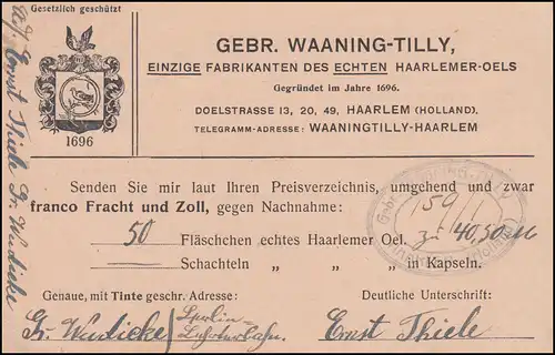 108 Nationalversammlung EF Postkarte GROSSWUDICKE 2.2.1920 nach Haarlem/NL