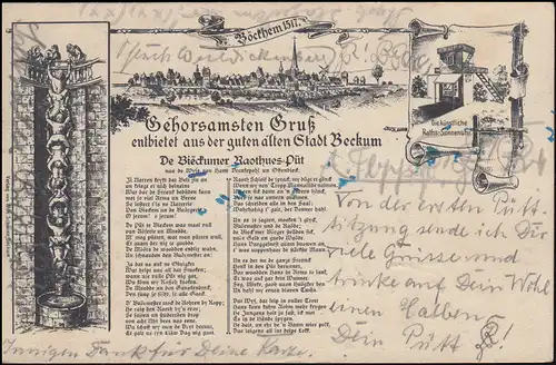AK Gehorsamster Gruß entbietet aus der guten alten Stadt BECKUM 17.8.1905