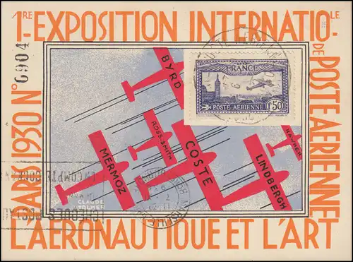 255 Flugpostausstellung auf Maximumkarte ESSt 6.11.1930 mit 3 Vignetten nach Rom
