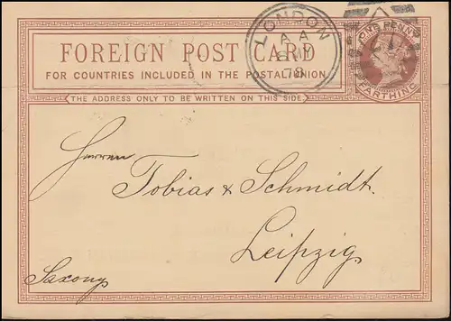 Royaume-Uni Carte postale P 4 Reine Viktoria DUP LONDON 27 AA - 8.5.1878