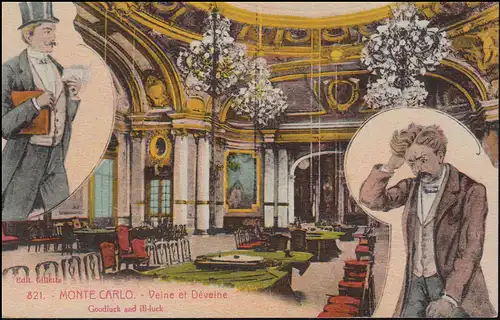 AK Monaco Monte-Carlo Casino-Gewinner und Casino-Verlierer, Werbe-O, 17.2.1928