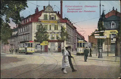 Ansichtskarte Kaiserslautern Fackelrondell / Rondpoint des Flambeaux, 3.5.1926