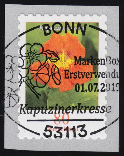 3482II Blume Kapuzinerkresse 80 Cent, selbstkl. von der Rolle, EV-O BONN 1.7.19