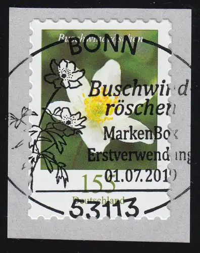3484 Blume Buschwindröschen 155 Cent, selbstkl. von der Rolle, EV-O BONN 1.7.19