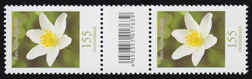 3472 Buschwindröschen 155 Cent 200er, Paar große Nr., Codierfeld, ohne Nr. **