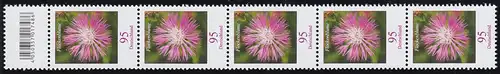 3470 Flockenblume 95 C. große Nr. aus 200er-Rolle, 5er mit CF (offene 4) **