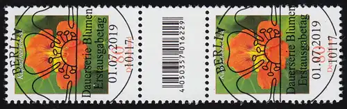 3469 Kapuzinerkresse 80 Cent 200er, Paar mit Nr., mit CF, ohne Nr., ESSt Berlin