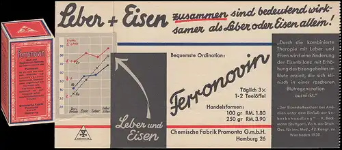 Carte postale publicitaire pour Ferronovin Chemische Fabrik Promoto HAMBURG 9.1.1931