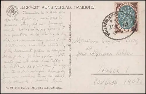 AK Hunde- Künstlerkarte ERPACO Ehrlich, BAHNPOST MÜLLHEIM-BADENWEILER 13.3.1920