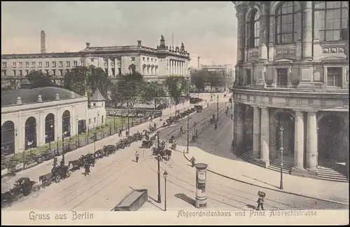 AK Berlin Abgeordnetenhaus und Prinz Albrechtstraße, FRIEDRICHSFELDE 7.1.1907 