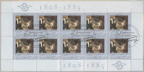 2647 Maler Carl Spitzweg - 10er-Bogen auf Kartonvorlage, ESST