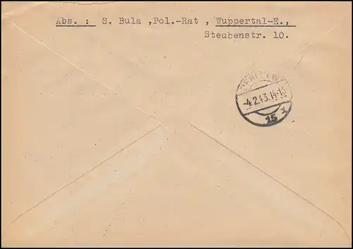 788+793 Freimarken-MiF R-Brief REMSCHEID 3.2.1943 an des Oberkommando des Heeres