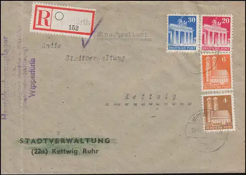 74wg und andere Bauten-MiF R-Brief Flüchtlingsamt WIPPERFURTH 10.11.1948