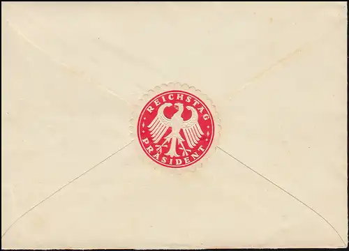 Lettre vers 1930: REICHSTAG PRÉSIDENT au bureau télégraphique de Wolff à Berlin