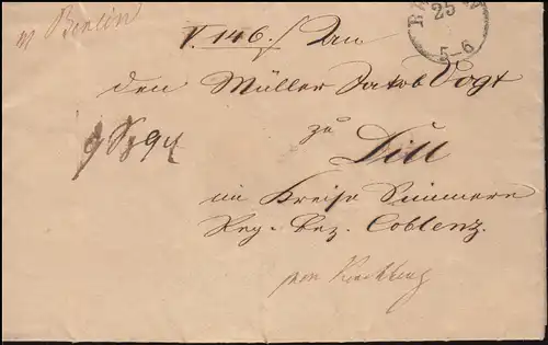 Preußen Vorphilatelie Brief Justiz-Ministerium BERLIN 25.1.1843 nach Koblenz