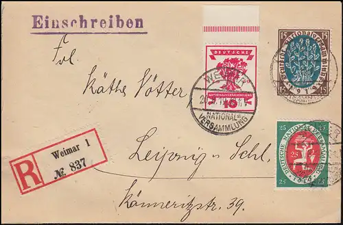 107+108+109 Nationalversammlung R-Brief WEIMAR-NATIONALVERSAMMLUNG 20.8.1919