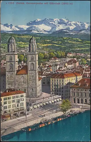 Ansichtskarte Grossmünster mit Glärnisch, ZÜRICH 16.11.1924 nach Österreich