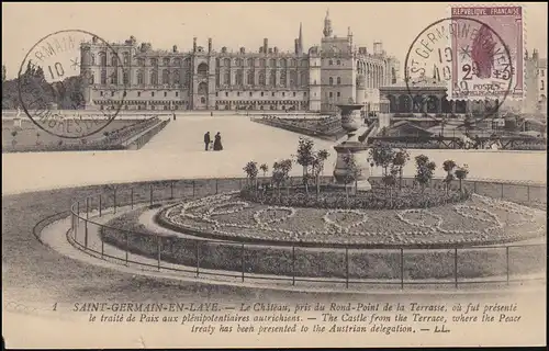 128 Orphelins de guerre Carte de vue SSt St. GERMAIN en LAYE Congrès de la Paix 10.9.19