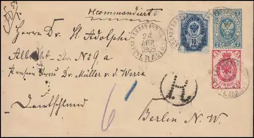 Russie R-Affaire générale U 33A avec supplément 31+41 le 24.4.1895 selon BERLIN 9.5.1895