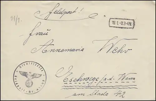 Lettre de poste de champ N° de champs de courrier 41462 Lettre avec le contenu du cachet de couverture 18.1.-0
