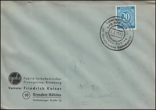 924 lettre SSt Dresde Journées du Parti communiste KPD et SPD à la SED 7.4.1946
