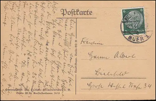 Carte de vue Dr Martin Luther, d'après Lukas Cranach GELSENKIRCHEN-BUER 12.5.1941