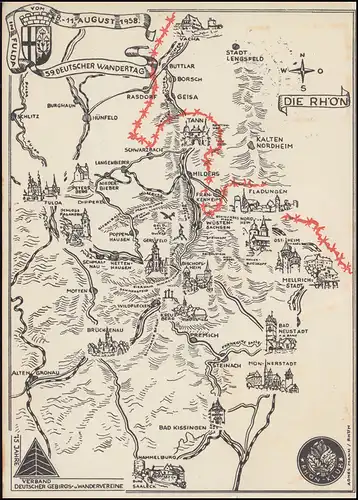 292 Tournen EF sur AK Berg- und Werderverein avec Vignette SSt FULDA 10.8.1958