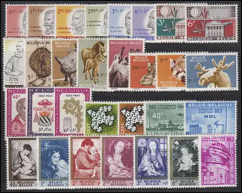 1234-1263 Belgien Jahrgang 1961 komplett, postfrisch