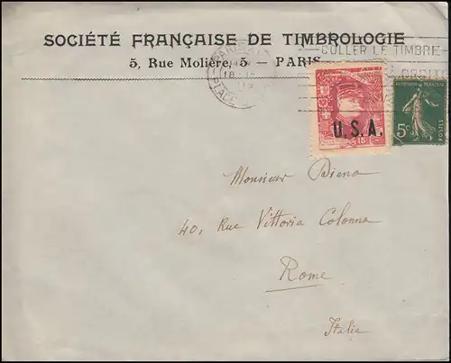 Brief mit Vignette Marschall Joseph Joffre mit Aufdruck USA, PARIS 18.4.18