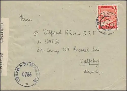 Zivilzensur Britische Zone 0786 Brief mit 844 Landschaft ST. LAMBRECHT 19.11.48 