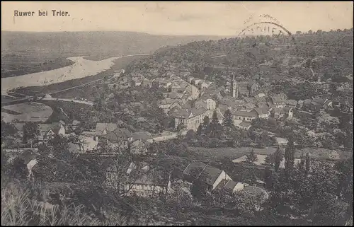 Carte de vue Ruwer chez Trèves - Panorama, poste de champ français 25.8.1928