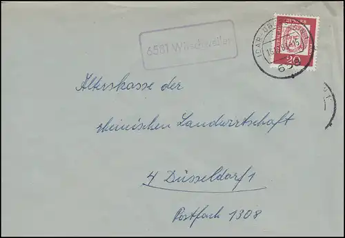 Landpost-Stempel Wirschweiler Brief IDAR-OBERSTEIN 15.10.1963