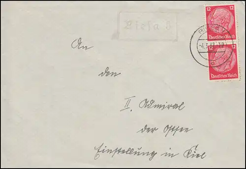 Landpost-Stempel Riesa 5 auf Brief von RIESA 1 - 4.3.1937 nach Kiel