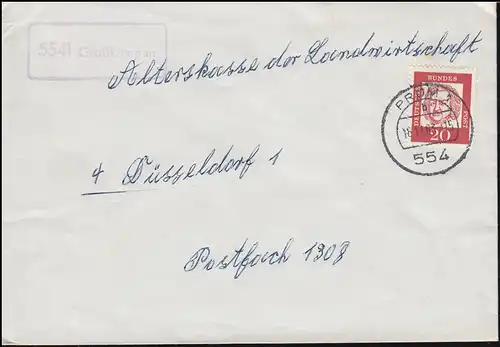 Landpost-Stempel Großkampen Brief PRÜM 16.11.1963 nach Düsseldorf