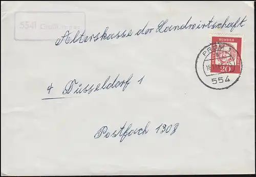 Temple de Landpost Grand Kampen Lettre PRUM 16.11.1963 à Düsseldorf