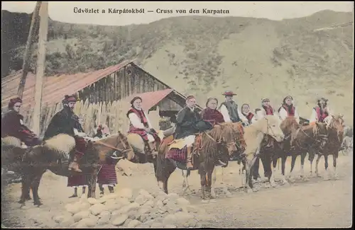 Poste de terrain K.D. Feldpostamt allemand Armée du Sud 7.6.1915, AK Salutation des Carpates