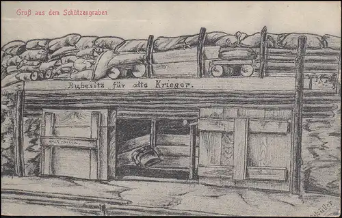 Poste de terrain BS 5. Comp. Régiment Ers. Infanterie 32 sur AK tranchées, 20.8.15