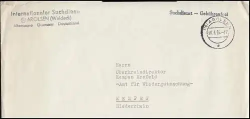 Internationaler Suchdienst Arolsen (Waldeck) 30.9.1959 nach Kempen